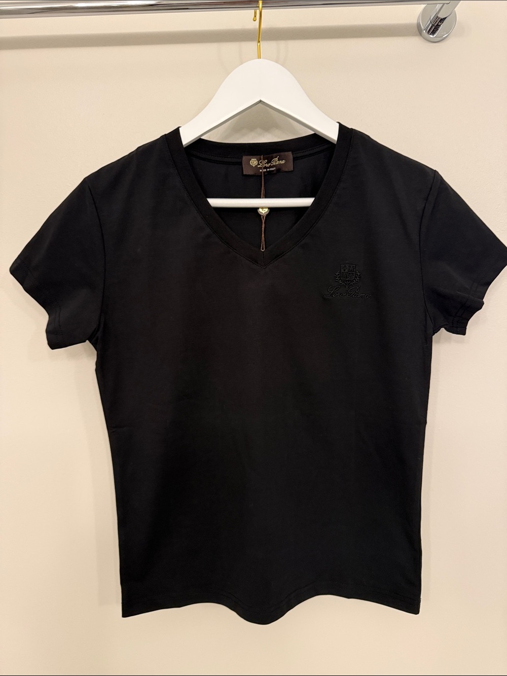 Loro Piana Black V-Neck Short Sleeve Tee